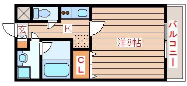 チュアリヒルズI(1K/2階)の間取り写真