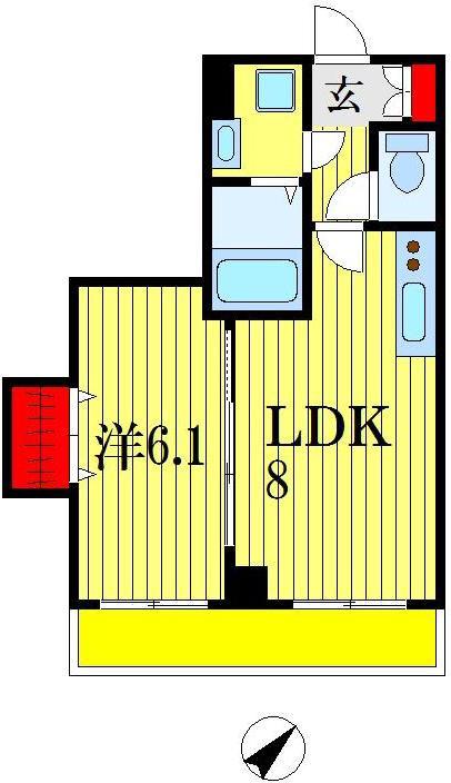 金太郎ヒルズ155(1LDK/5階)の間取り写真