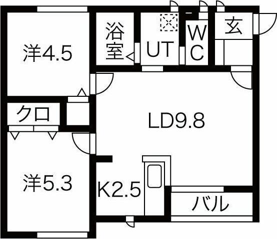 ユーフラテス(2LDK/2階)の間取り写真