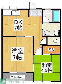 ハイツG&B(2DK/2階)の間取り写真
