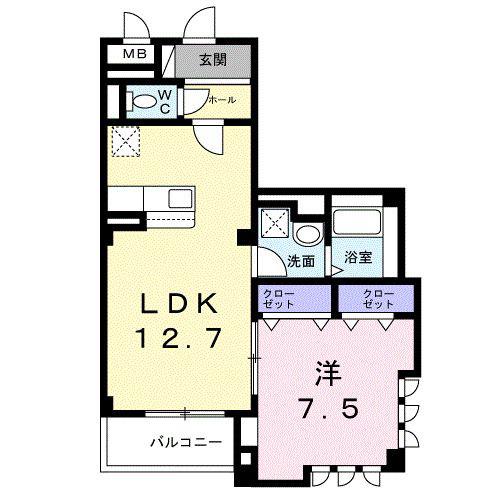 アルバス・ケイ(1LDK/2階)の間取り写真