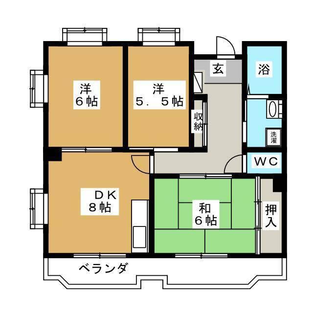 第二サニーハイツ(3DK/3階)の間取り写真