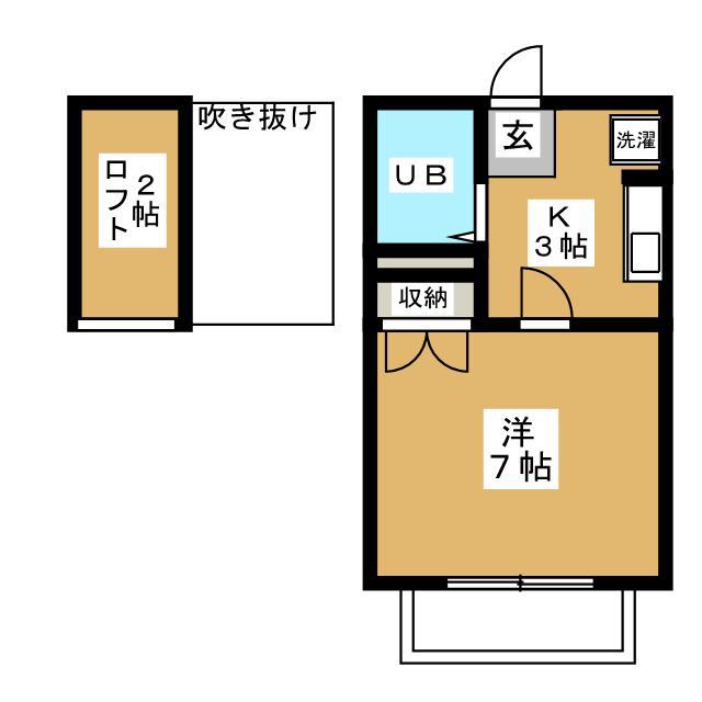 メゾンクサナギパート3(1K/2階)の間取り写真