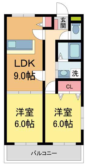 ツインコート五番館(2LDK/2階)の間取り写真