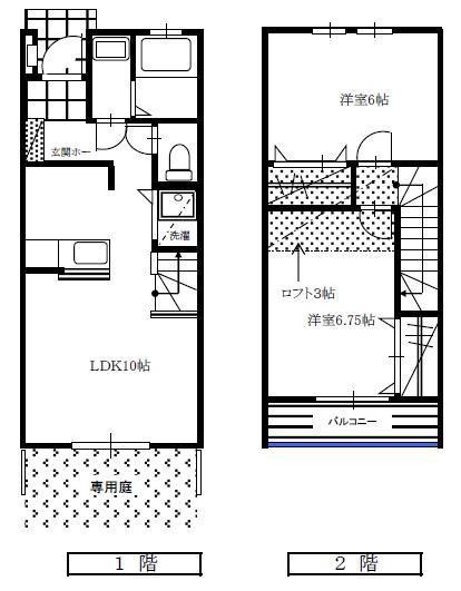 シャレーコーセイ弐番館(2LDK/1階)の間取り写真