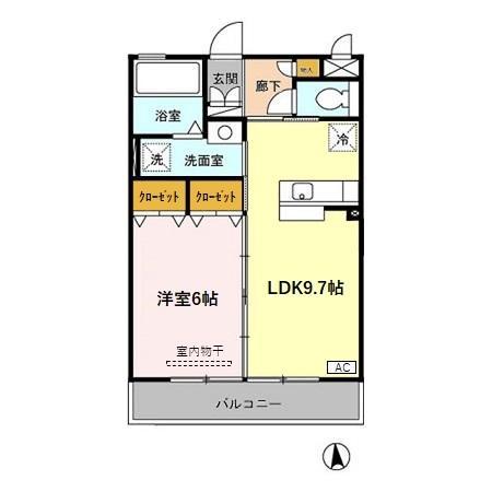 チューリップフィールド(1LDK/3階)の間取り写真