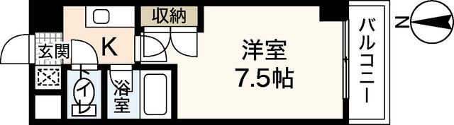 VILLA大芝(1K/7階)の間取り写真