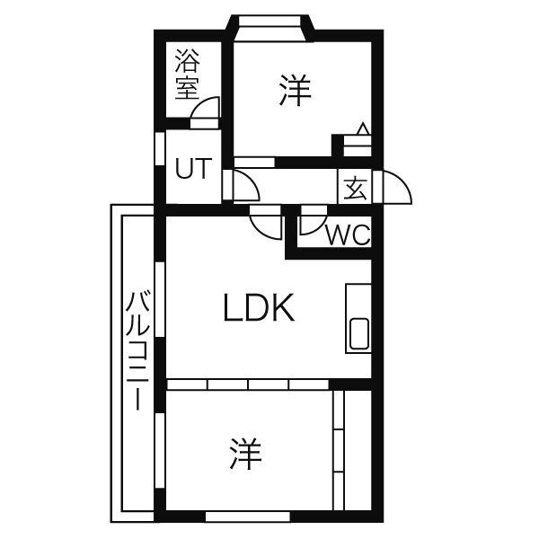 エルアモール(2LDK/2階)の間取り写真