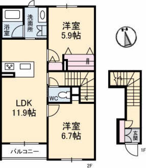 アビイロード183(2LDK/2階)の間取り写真
