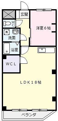 エステート長森(1LDK/4階)の間取り写真