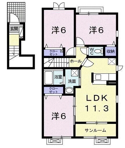 くれよんハウス(3LDK/2階)の間取り写真