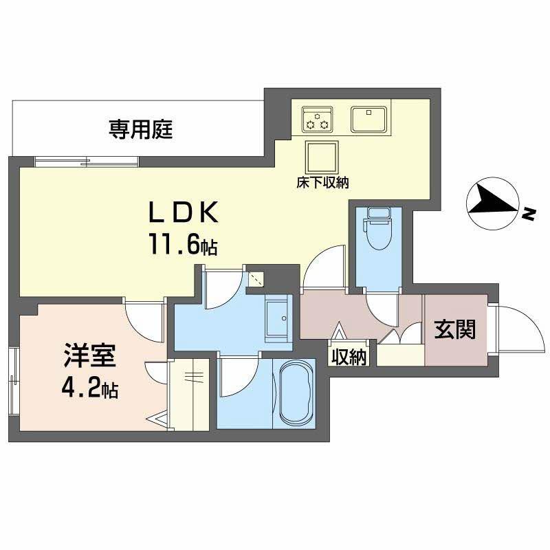 シャーメゾン 松永(1LDK/1階)の間取り写真