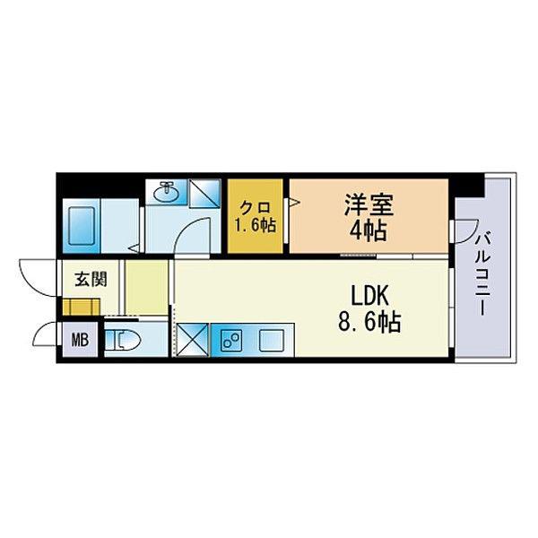 グレイス別府駅前(1LDK/5階)の間取り写真