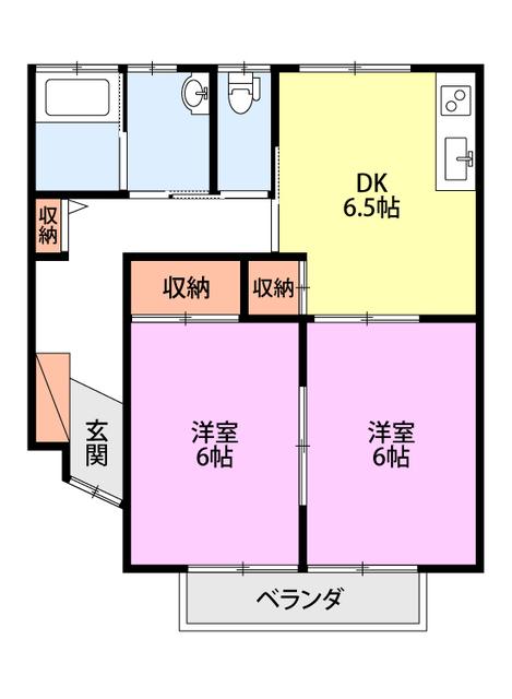 Sウッド(2DK/1階)の間取り写真