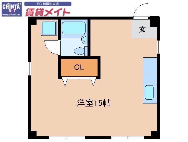 ファミリー(ワンルーム/2階)の間取り写真