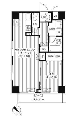 ハイキャスト大山(1LDK/2階)の間取り写真