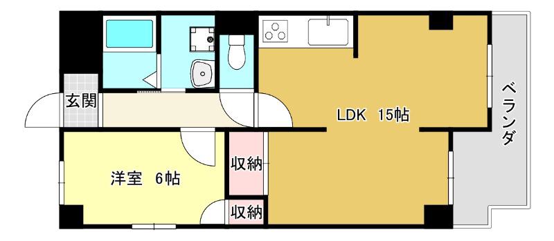 飛鳥壱番館(1LDK/3階)の間取り写真
