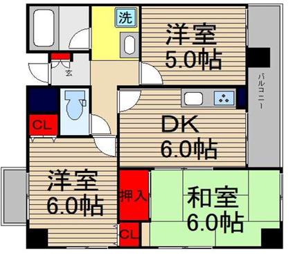 アメニティレジス富田林(3DK/4階)の間取り写真