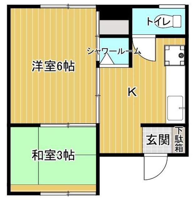 プレジデント信濃 仲通(2K/2階)の間取り写真