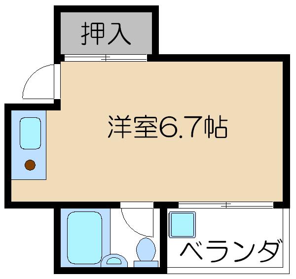 大橋ハイツ(ワンルーム/2階)の間取り写真