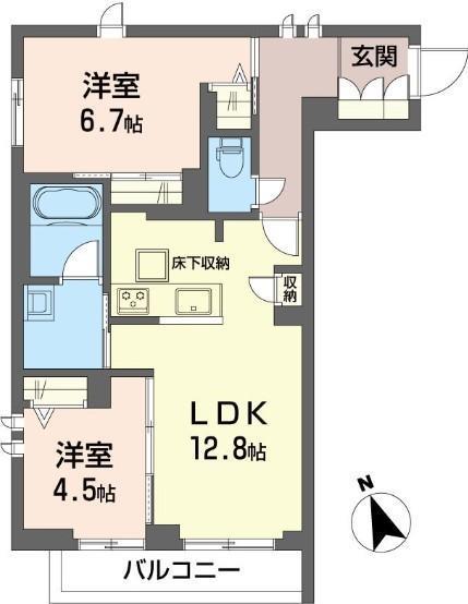 ハーモニーコート(2LDK/3階)の間取り写真