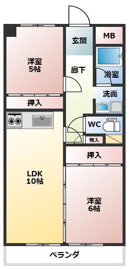 ドミール藤治(2LDK/3階)の間取り写真