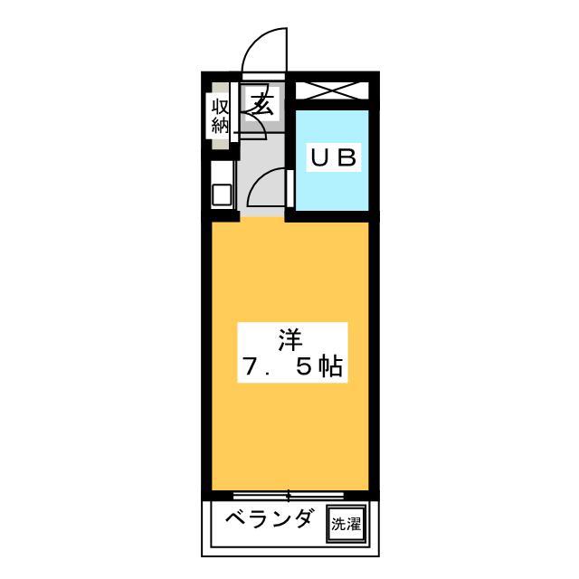 グリーンラークひばり北(ワンルーム/2階)の間取り写真