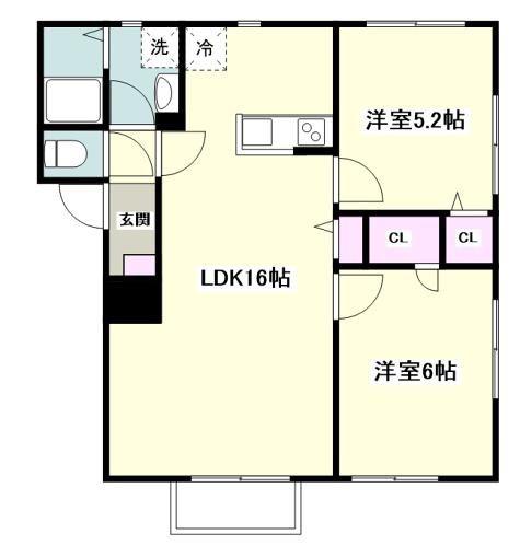メゾネットカノン(2LDK/2階)の間取り写真