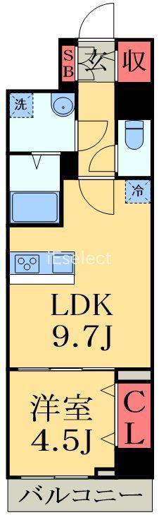 MADER ZERO(1LDK/4階)の間取り写真