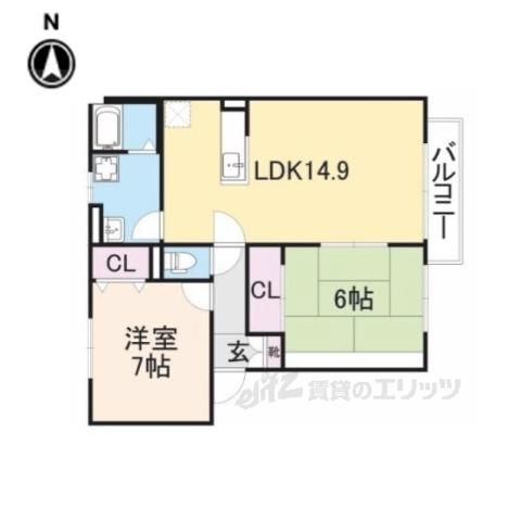 カーサベルデ(2LDK/2階)の間取り写真