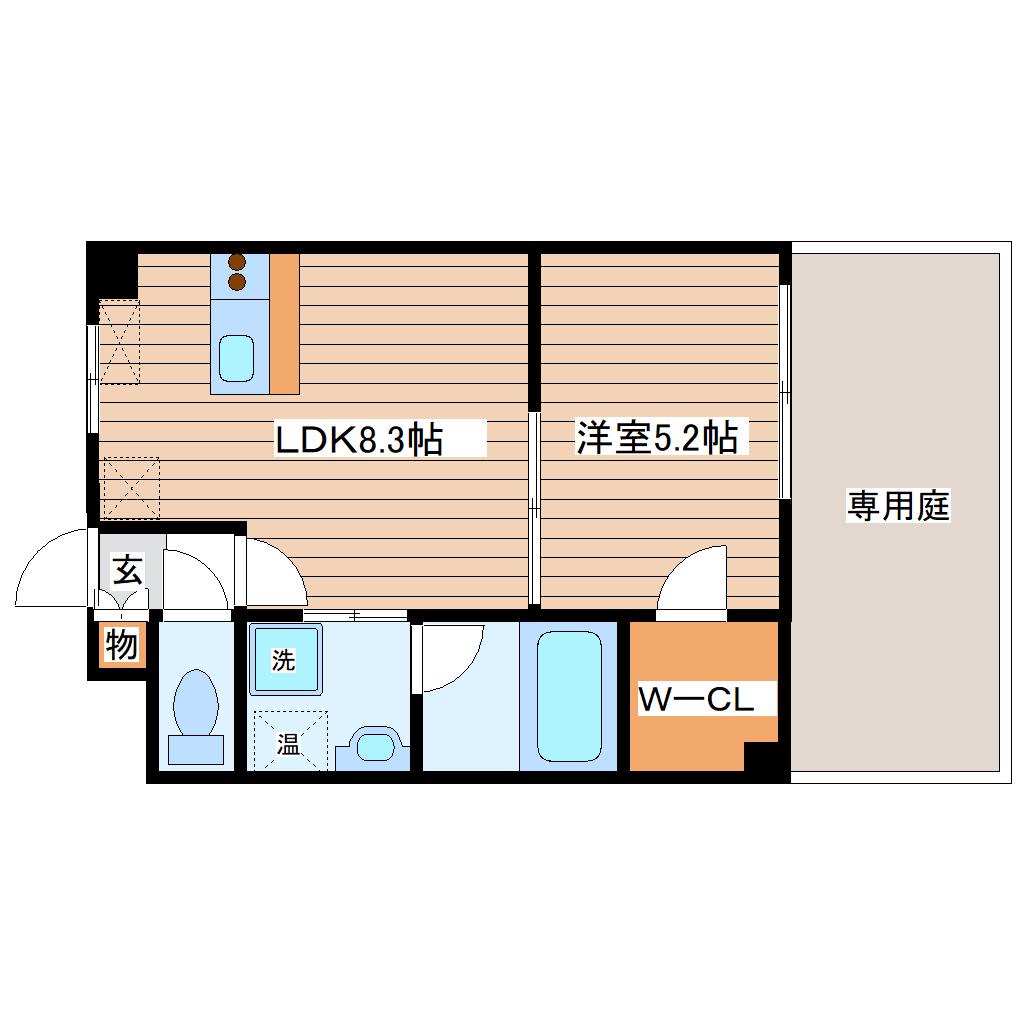 グリシーナフロール(1LDK/1階)の間取り写真