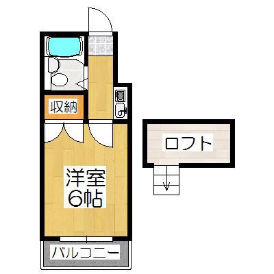 山科第3(1K/2階)の間取り写真