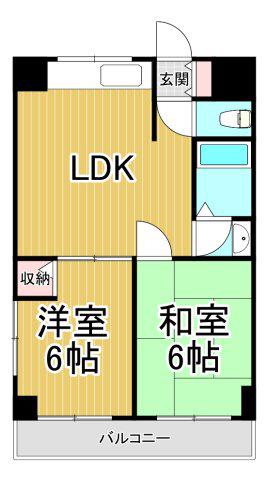 ヴィラミナミ1号棟(2LDK/2階)の間取り写真