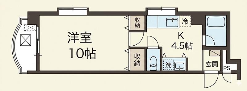 ストゥーディオN弐番館(1K/3階)の間取り写真