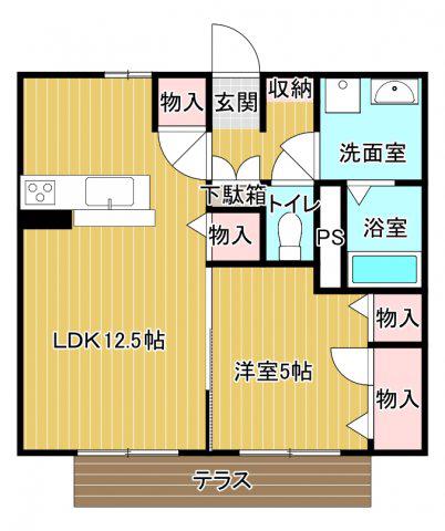 ラフォーレ白樺(1LDK/1階)の間取り写真