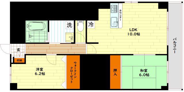 ライフ野江(2LDK/8階)の間取り写真