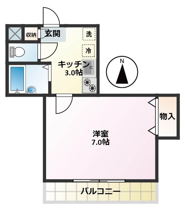 クレアール(1K/1階)の間取り写真