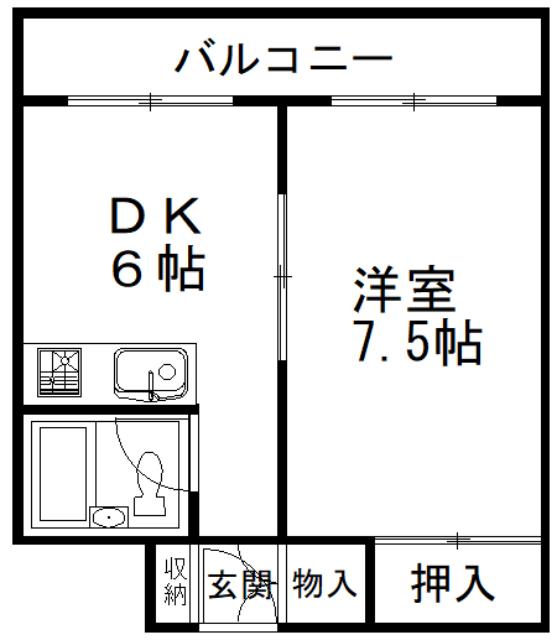 RENATUS大和高田(1DK/2階)の間取り写真