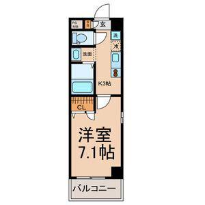 ボヌール城北(1K/4階)の間取り写真