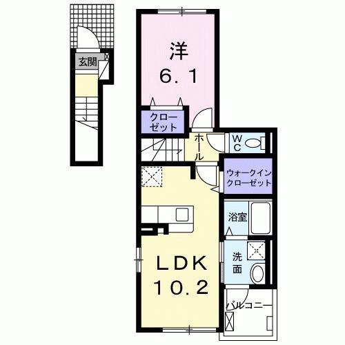 ポンド フィールド(1LDK/2階)の間取り写真