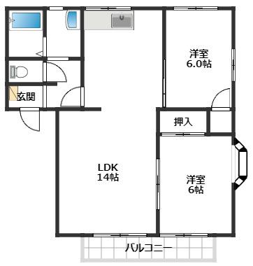 イージストパレス(2LDK/2階)の間取り写真