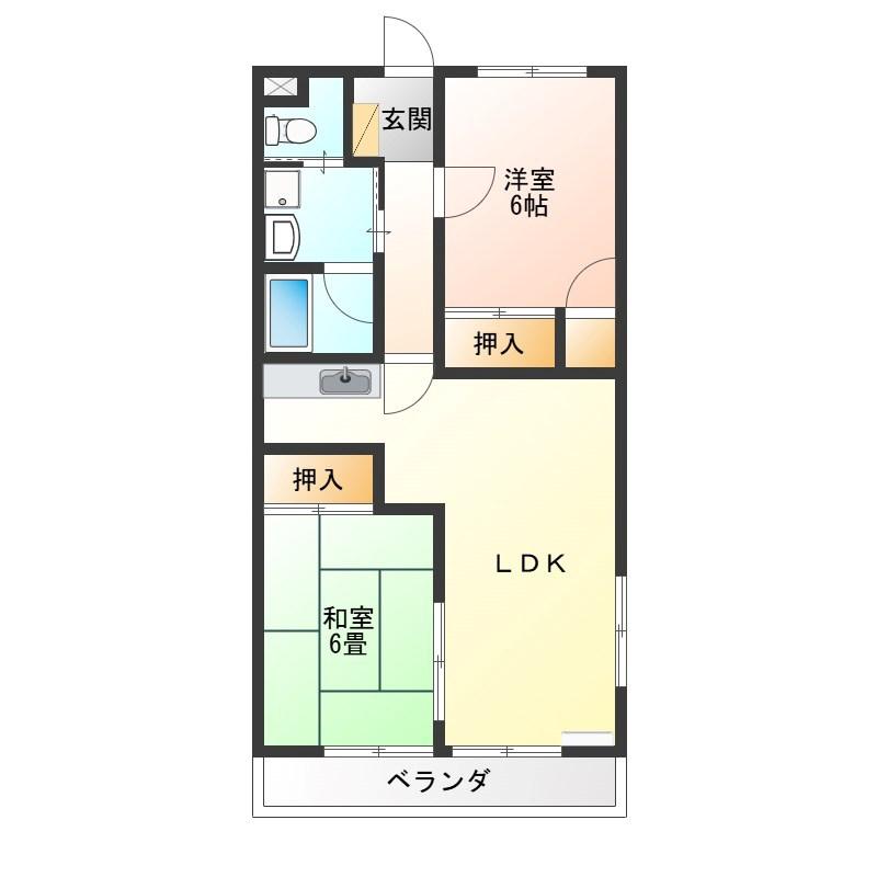 フランジュール砥上(2LDK/2階)の間取り写真