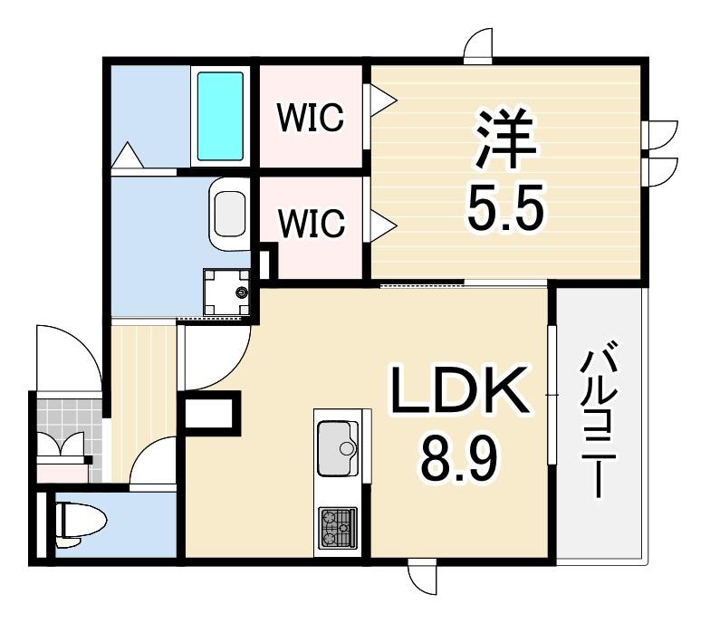 HEBEL MAISON 三宮(1LDK/4階)の間取り写真