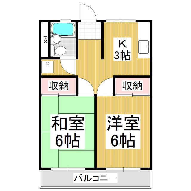 こまくさレジデンス(2K/3階)の間取り写真
