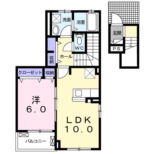 プランドール・III(1LDK/2階)の間取り写真