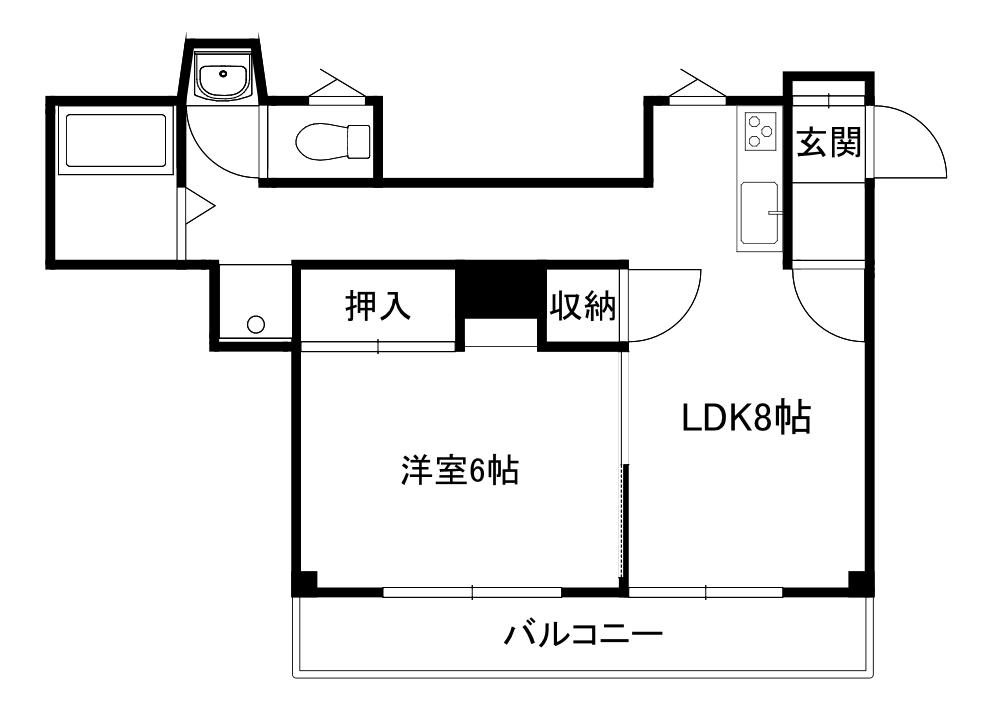 コーポ古城(1LDK/4階)の間取り写真