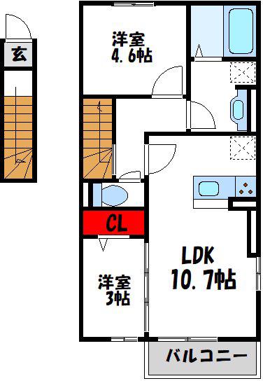 ROYAL COURT碧 II(1LDK/2階)の間取り写真
