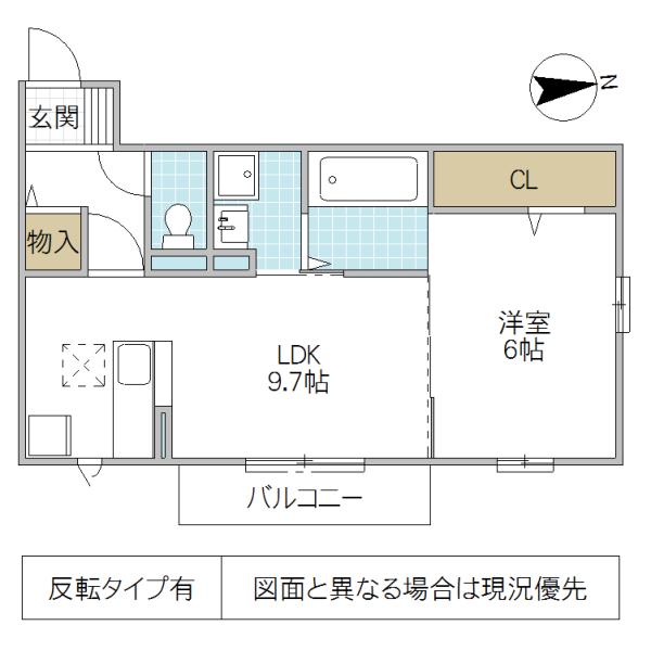 ALWAYSFRIENDLY学園南(1LDK/1階)の間取り写真