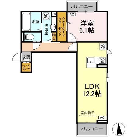 MELS COURT(1LDK/2階)の間取り写真
