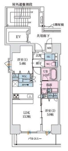 スプランディッド都島(2LDK/5階)の間取り写真
